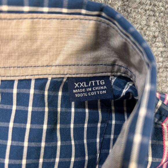 Tommy Bahama 100% Cotton Check Long Sleeve Button-Down Shirt Blue Men's Size XL - Picture 5 of 12